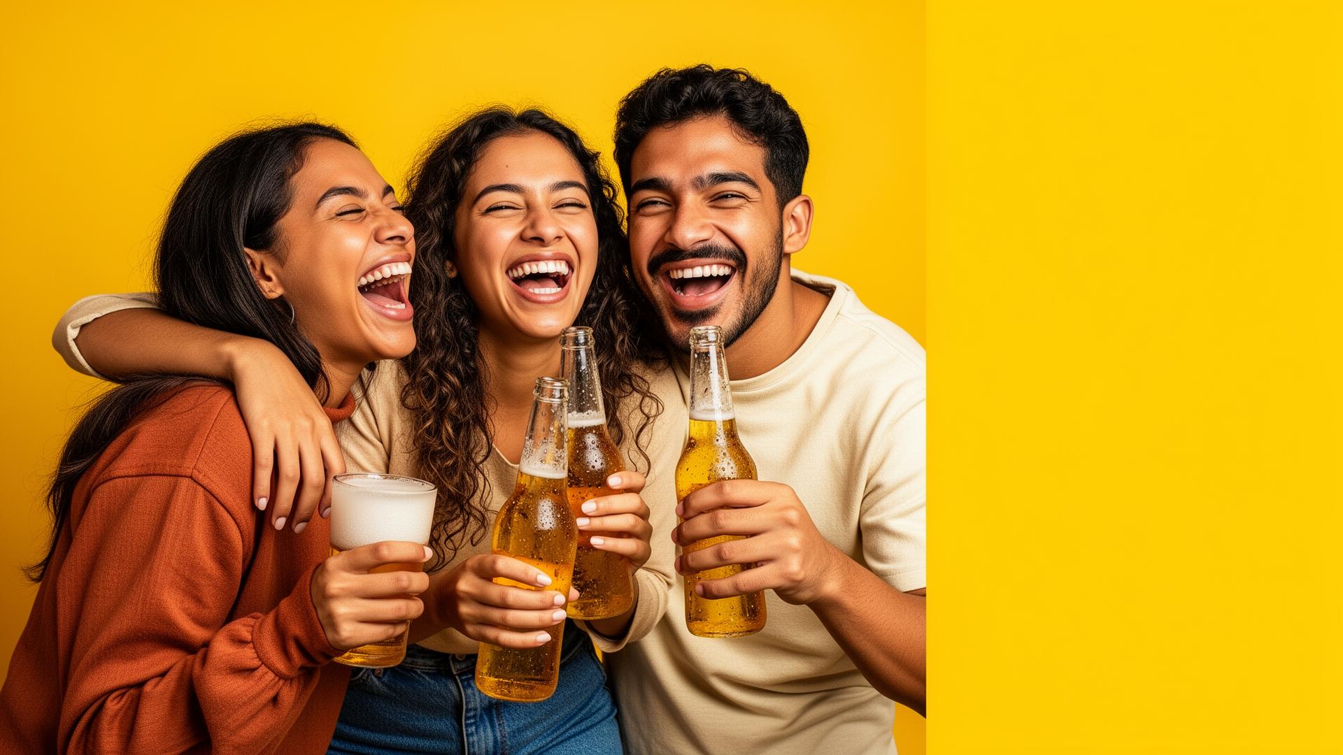 Amigos brindando con cerveza fría